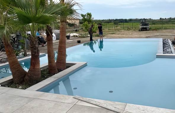 Infinity pool under construction by owner