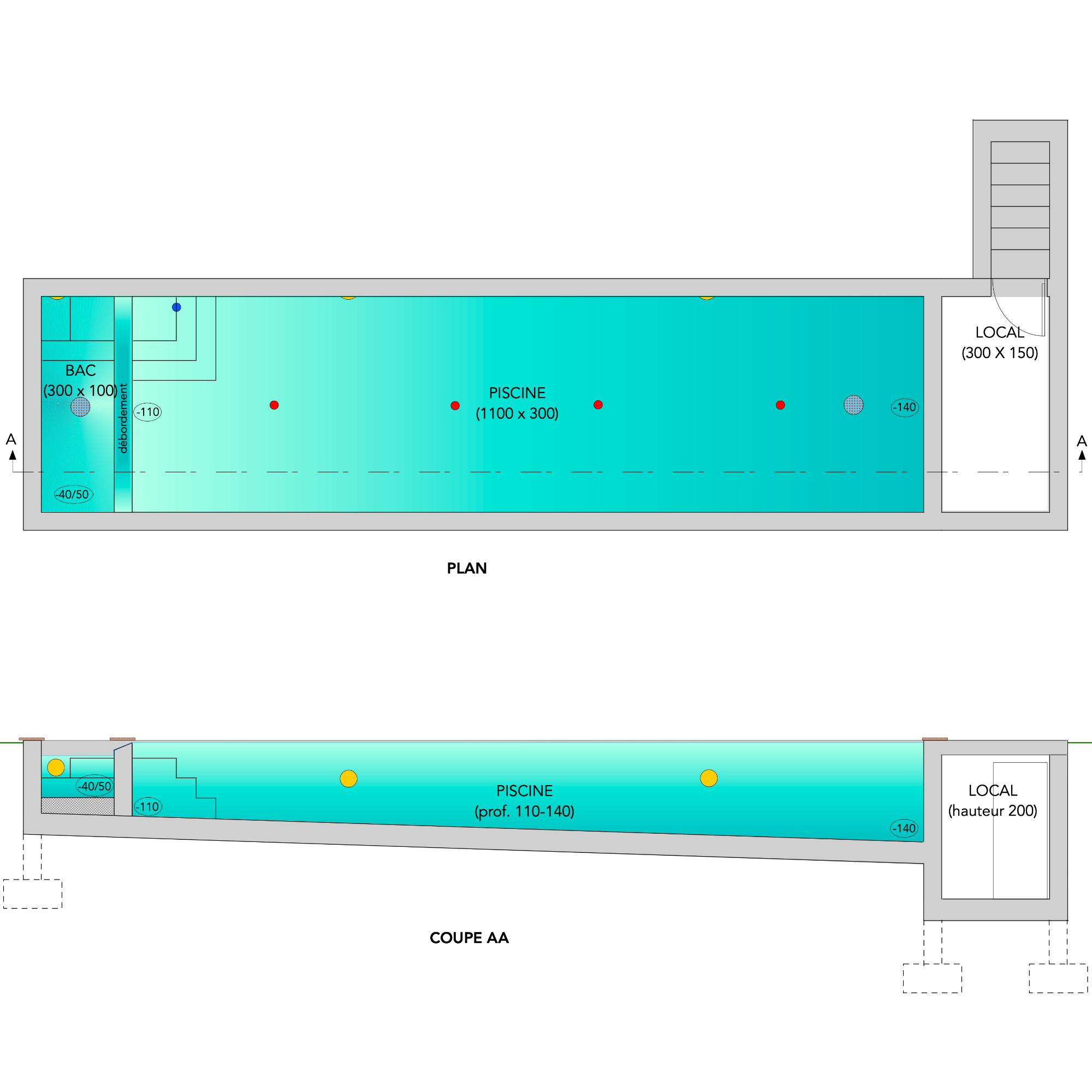 Plan construction piscine