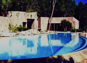 Infinity edge pool with stone coping in Formentor, Mallorca