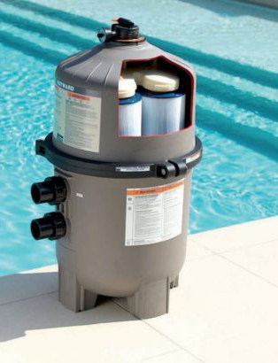 Filter cartridge used in a high-end swimming pool hydraulic system