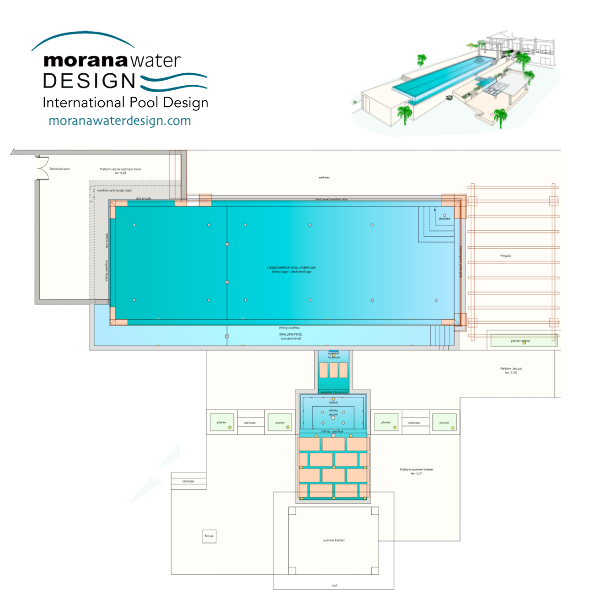 Plan of an infinity pool with stepping stones