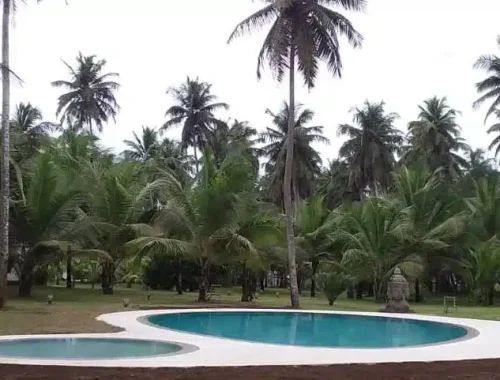 Mirror-edge overflow pool designed by Morana Water Design for a private estate in Assinie, Côte d'Ivoire, for PFO Africa