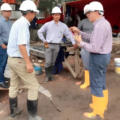 Pool consultant supervising Strand Hotel Myanmar construction with local team